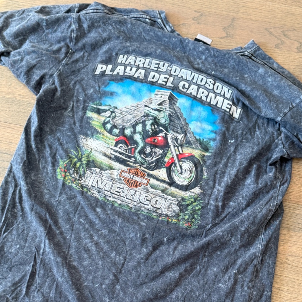 Harley-Davidson Acid Wash Graphic Tee with Mexico Design- Size XL